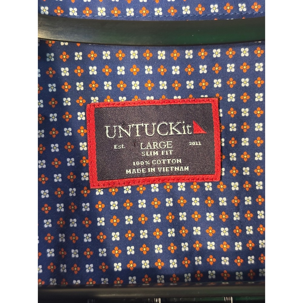 UNTUCKit Mens Slim Fit Blue Floral Long Sleeve Button Down Shirt Large 0186 - Picture 2 of 5